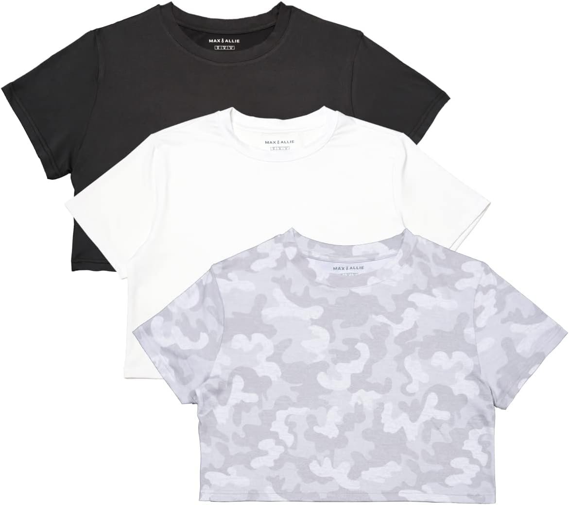 MAX ALLIE Women’s Ultra Soft Cropped T Shirt Crew Neck Tees Casual Loose Fit Basic Lightweight