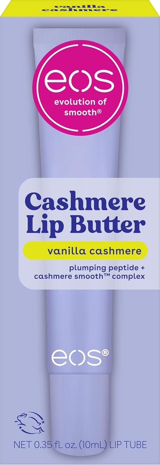 eos Cashmere Lip Butter – Vanilla Cashmere, Plumping Peptides, Smoothing, eos Lip Butter, Shea Butter, Lip Mask, Lip Moisturizer, Soft Lips, 0.35 fl oz