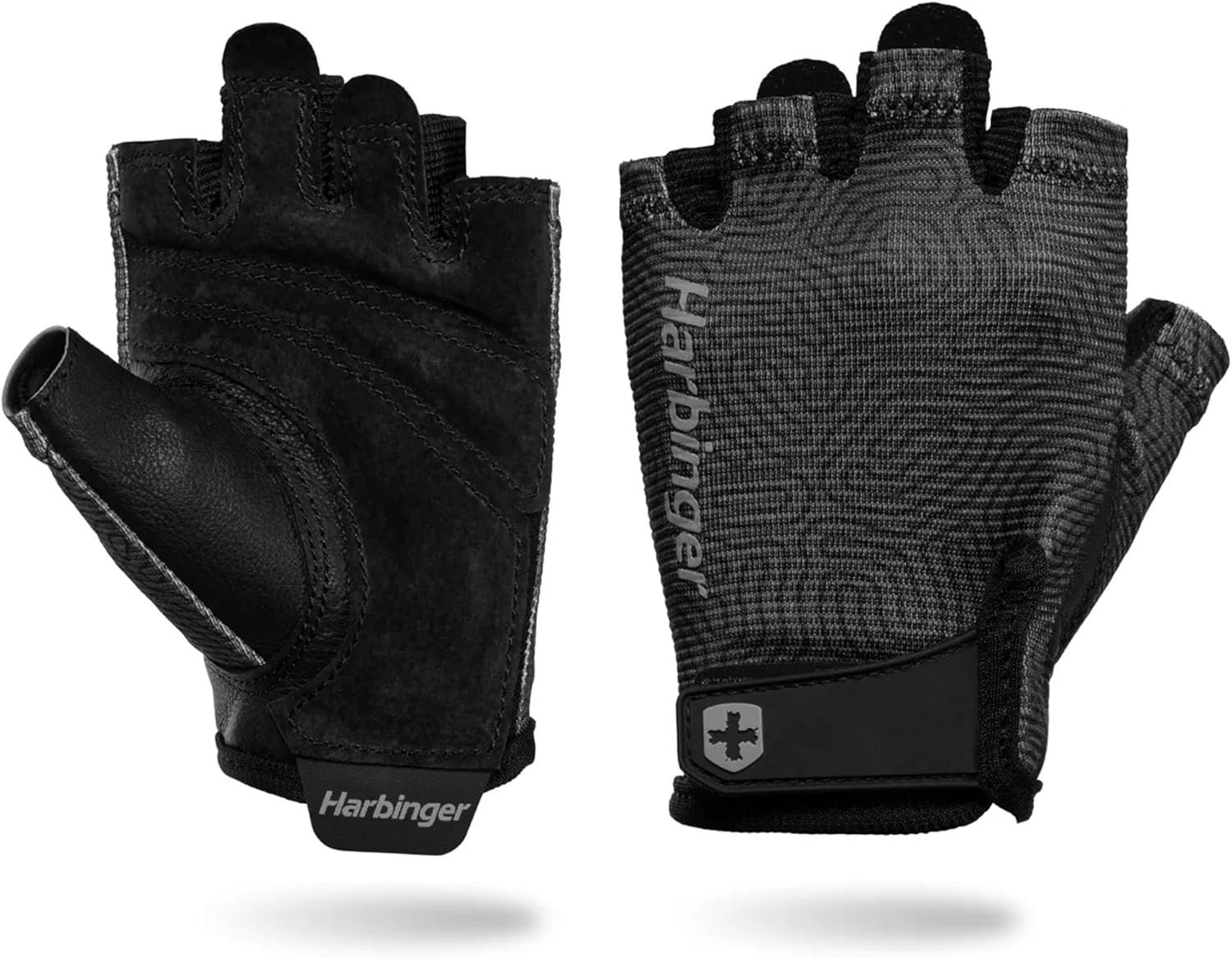 Harbinger Power Gloves 3.0 – Durable Half Finger Weightlifting Gloves with Adjustable Wrist Closure, Breathable Leather Palm, Small, Women’s