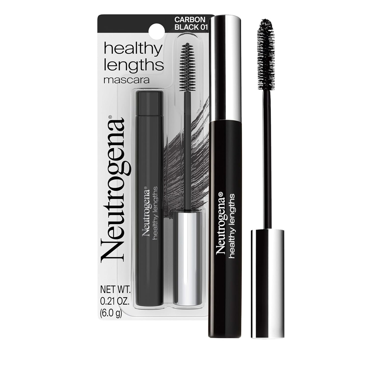 Neutrogena Healthy Lengths Mascara – with Vitamin E & Olive Oil, Lengthening Formula Extends the Look of Your Lashes up to 100% without Clumping, Flaking or Smudging, Carbon Black 0.21 oz