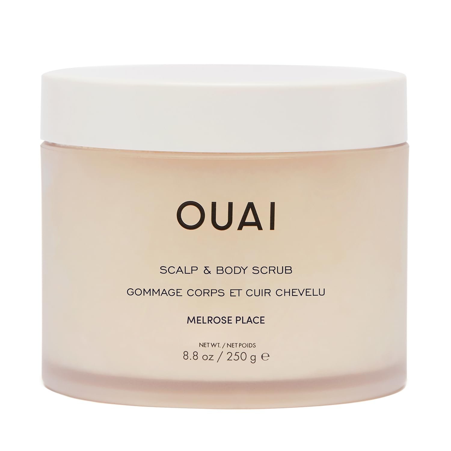 OUAI Scalp & Body Scrub, Melrose Place – Exfoliating Body Scrub with Sugar & Coconut Oil Blend for Smooth, Moisturized Skin – Gentle Scalp Exfoliator for Removing Product Build Up (8.8 Oz)