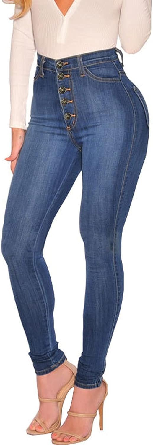 KDF Women’s High Waisted Jeans for Women Distressed Ripped Jeans Slim Fit Butt Lifting Skinny Stretch Jeans Denim Pants