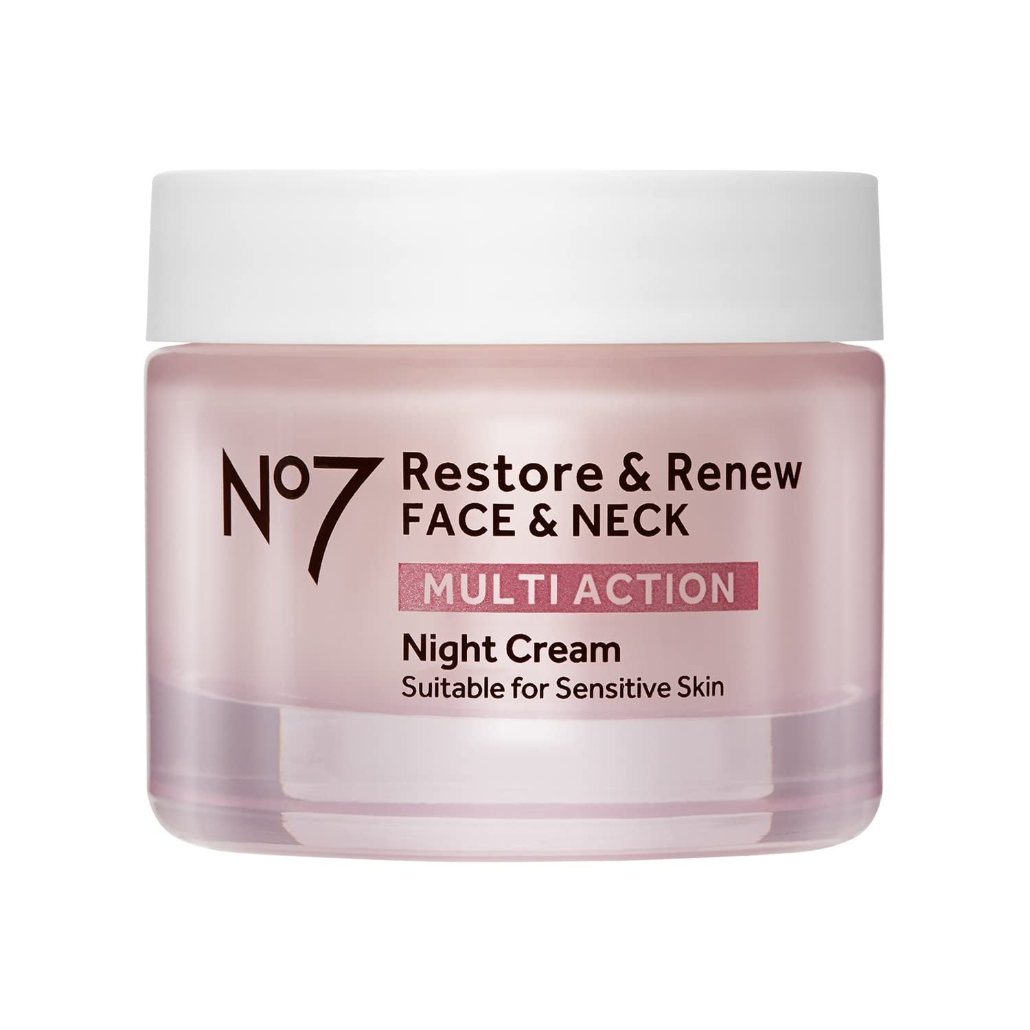 No7 Restore & Renew Multi Action Night Cream for Face & Neck – Nighttime Face Moisturizer with Collagen Peptides – Anti Aging Skin Care for Crepey Skin with Hyaluronic Acid & Ceramides (1.69 Oz)