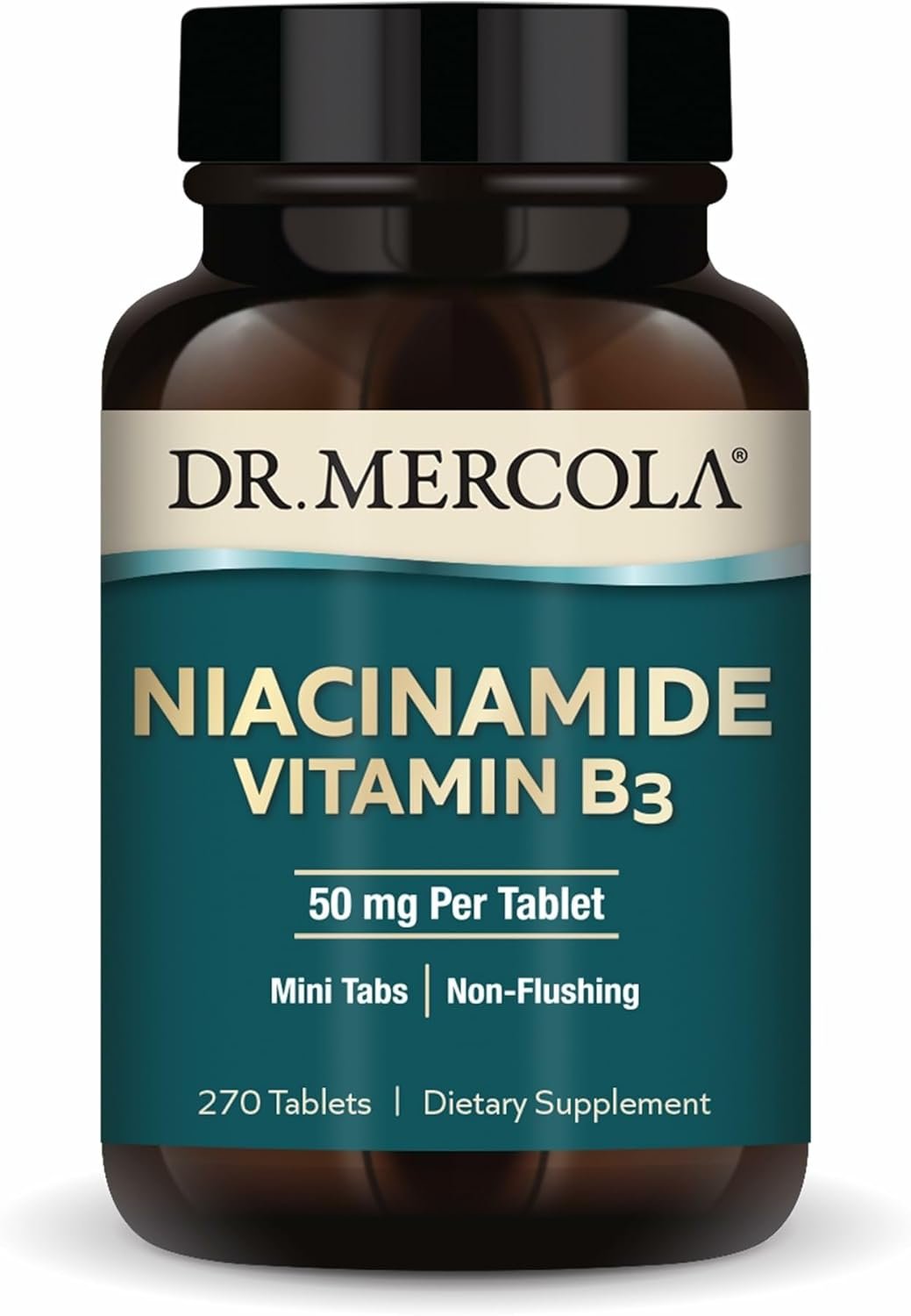 Dr. Mercola Niacinamide Vitamin B3-50 mg per Tablet – Supports Metabolic Health – Non-Flushing – Mini Tabs – Non-GMO, Gluten-Free & Soy-Free – 270 Servings (270 Tablets)