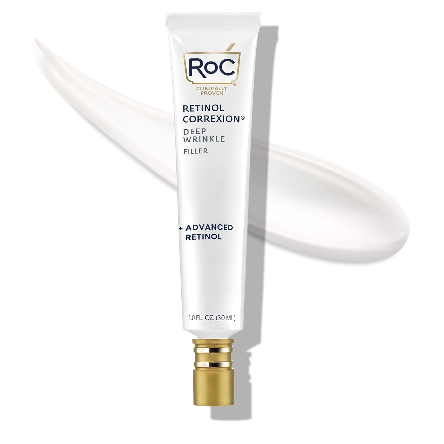 RoC Retinol Correxion Wrinkle Filler for Deep Wrinkles with Hyaluronic Acid & Retinol, Skin Care for Women and Men, 1 Fl Oz (Packaging May Vary)