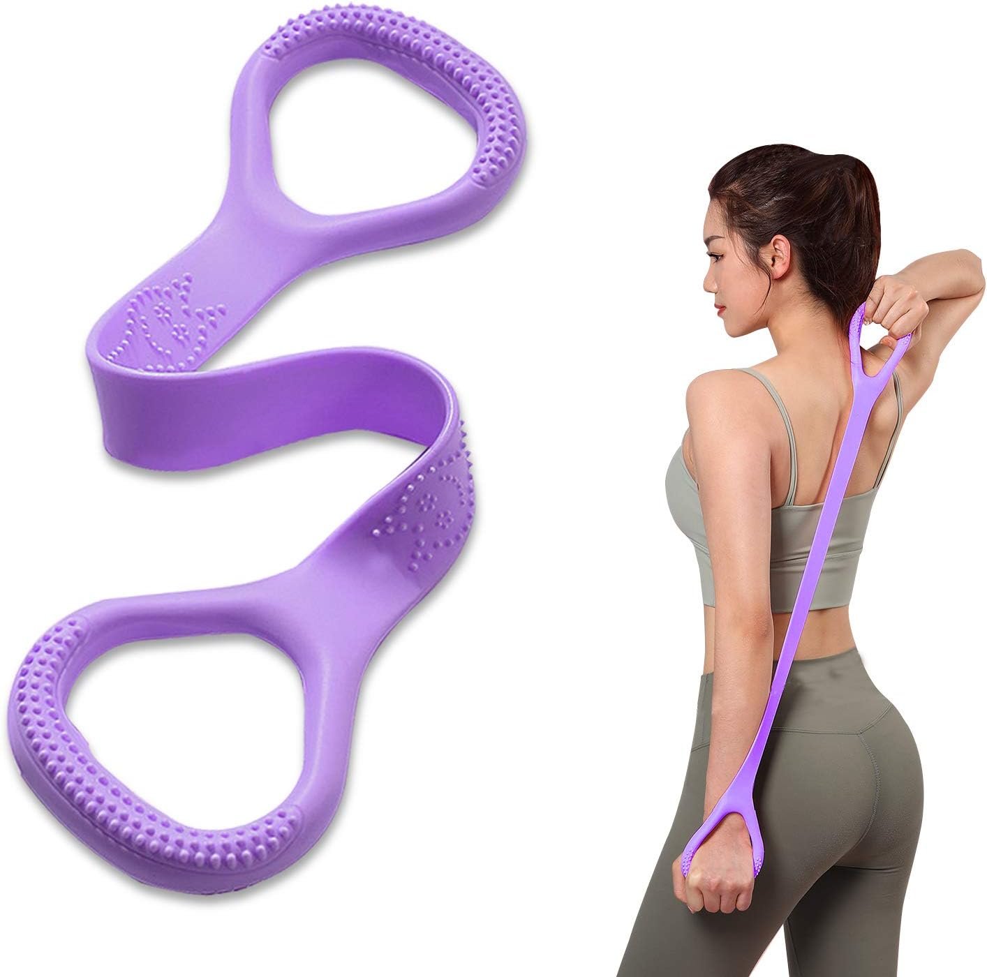 Kvittra Figure 8 Fitness Resistance Band, Arm|Back Training Elastic Ropes – Pure Barre Workout Chest Arm and Shoulder Stretch Bands Exercise Equipment for Physical Therapy,Yoga,Pilates, Stretching