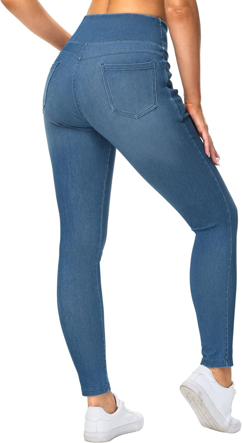 Origiwish Womens High Waisted Jeggings Stretchy Skinny Jeans Pull On Tummy Control Leggings with Pockets