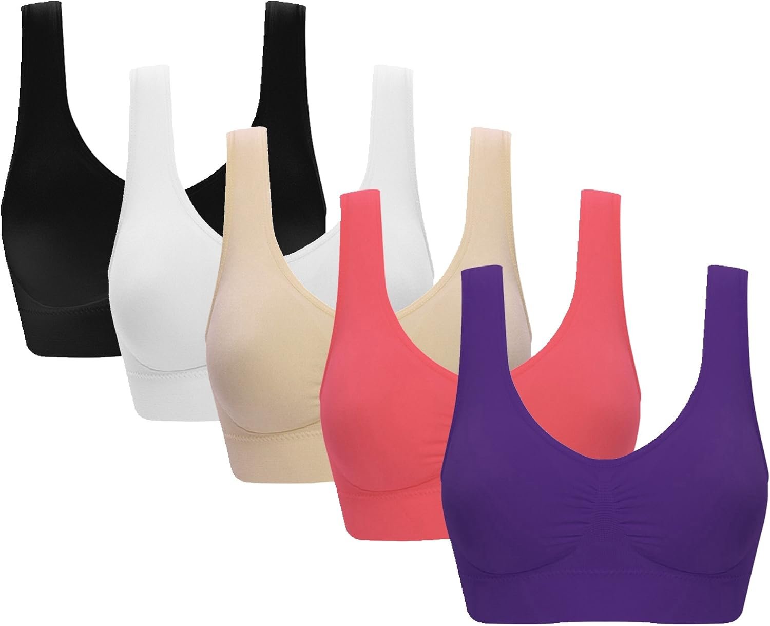 Vermilion Bird Women’s 3 Pack Seamless Comfortable Sports Bra with Removable Pads