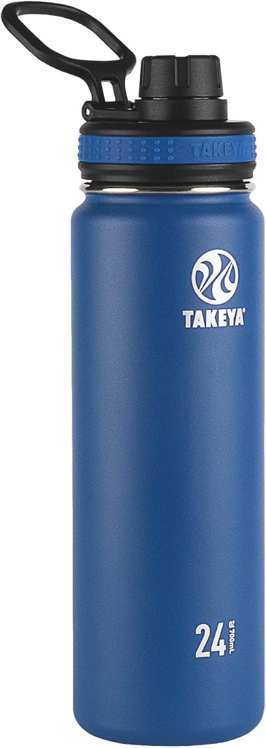 Takeya Originals 24 oz Vacuum Insulated Stainless Steel Water Bottle – Leakproof & BPA-Free Spout Lid – Keeps Drinks Cold 24 Hrs/Hot 12 Hrs – Double-Wall Design – Ideal for Active Lifestyles, Navy