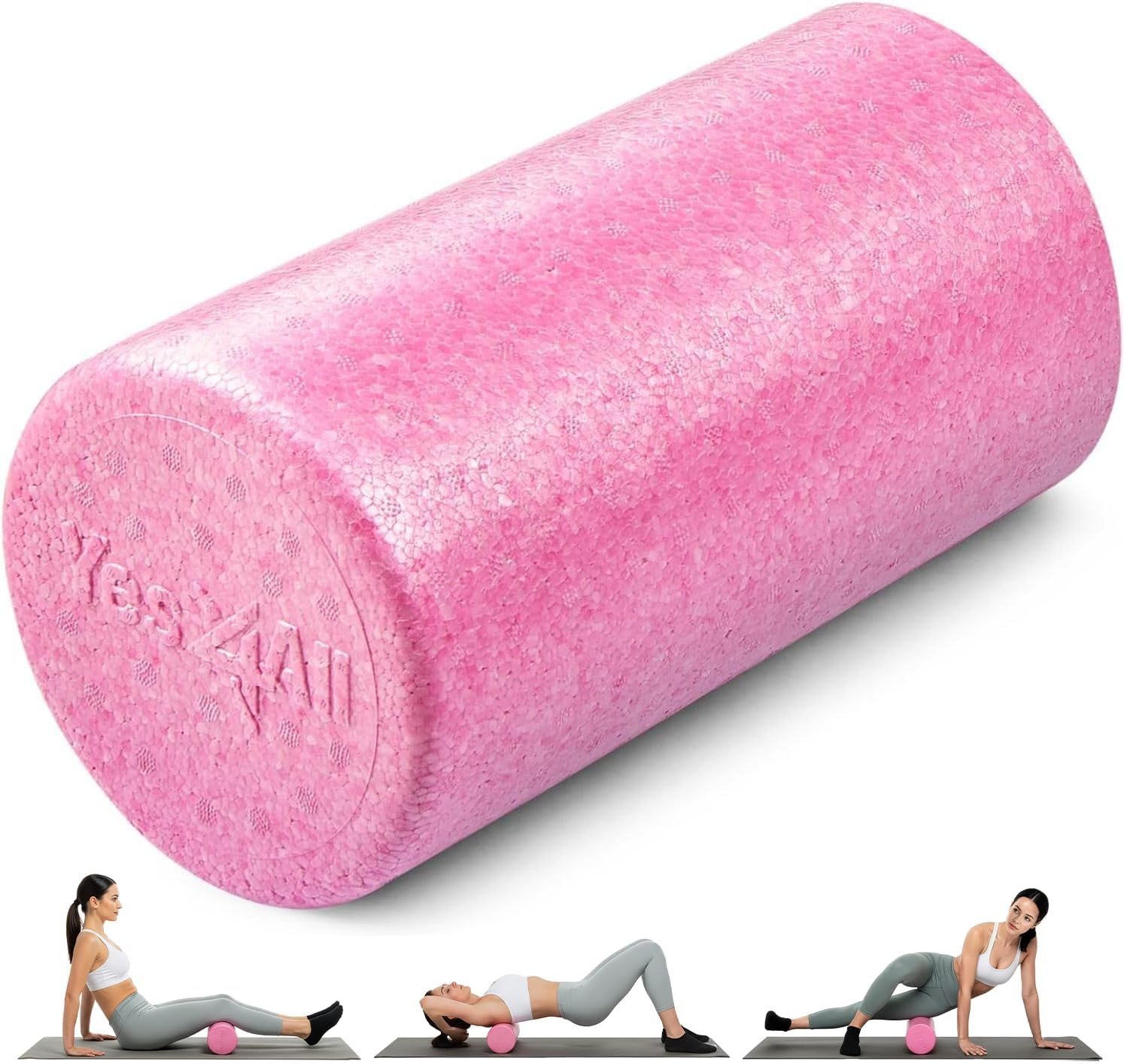 Yes4All High-Density EPP Round Back Roller Foam, Exercise Foam Roller for Yoga, Pilates & Stretching – 12, 18, 24, 36 inch