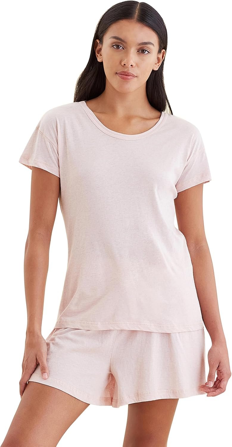 Papinelle Women’s Lightweight Jada Cotton Pajama Tee – Stretchy, Soft Organic Cotton, Loungewear & Sleepwear
