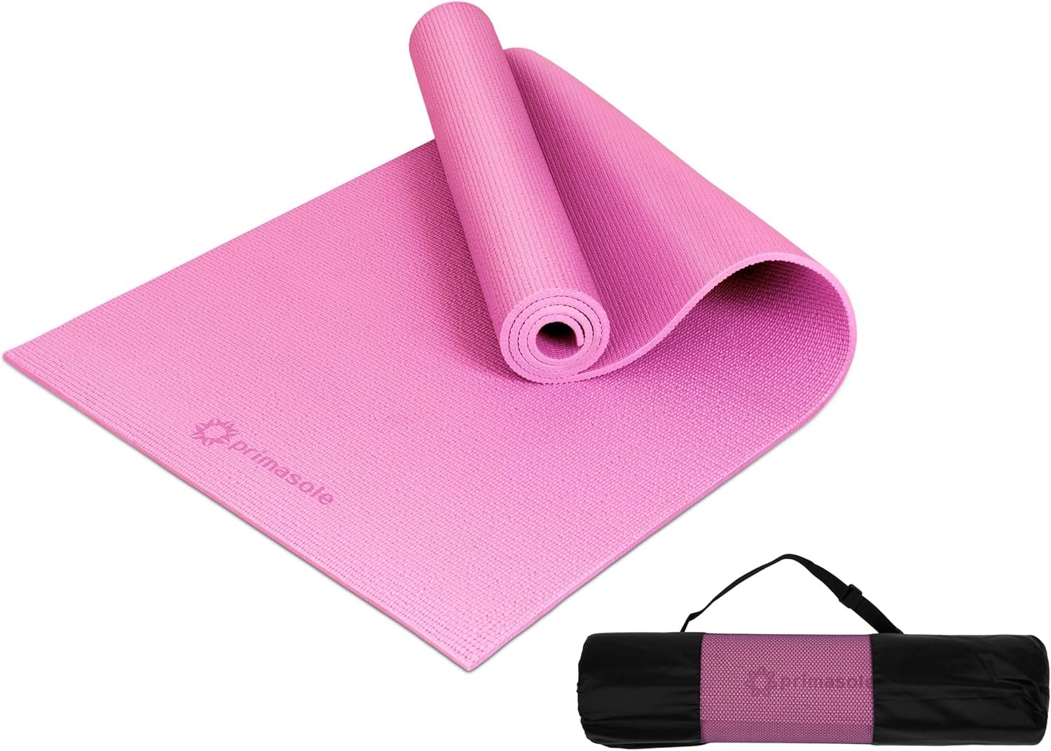 Primasole Blush Pink Non Toxic Yoga Mat with Poses – 68″Lx24″Wx1/3 Inch Non-Slip Workout Mats for Home, At Home Workout Mat with Carry Strap for Yoga Pilates PSS91NH046NA