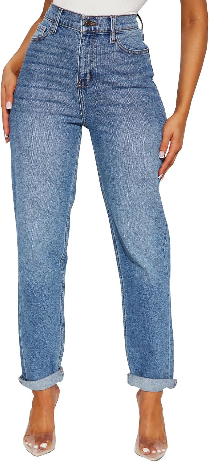 BessCops Women’s Boyfriend Jeans Stretchy Ripped Distressed Denim Mom Jean Pants