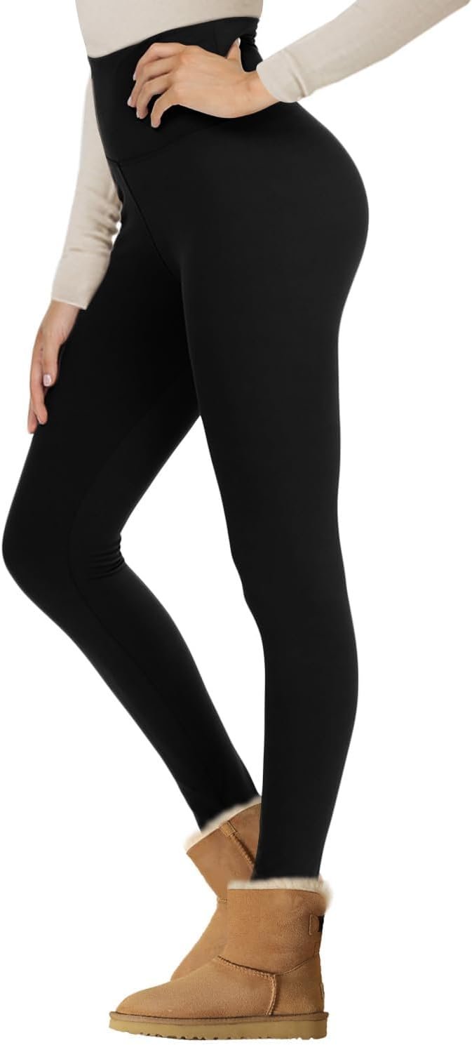 NexiEpoch Fleece Lined Leggings Women – High Waisted Winter Yoga Pants Tummy Control Soft Thermal Warm for Hiking Workout