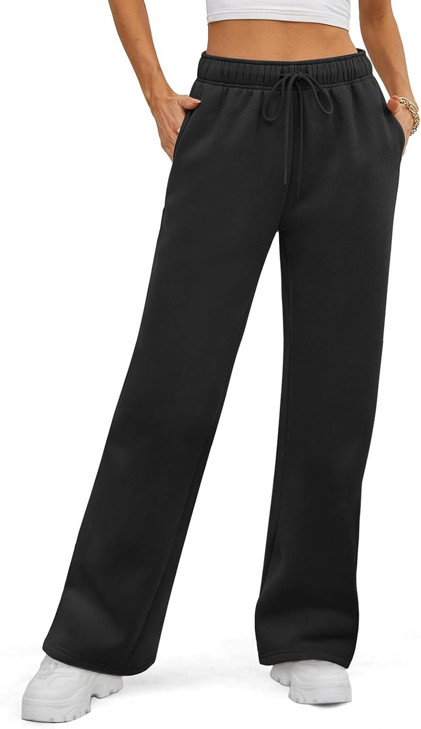 ATHMILE Womens Sweatpants 2026 Fall Baggy Wide Leg Sweatpant Fleece Lined Straight Leg Sweat Pants