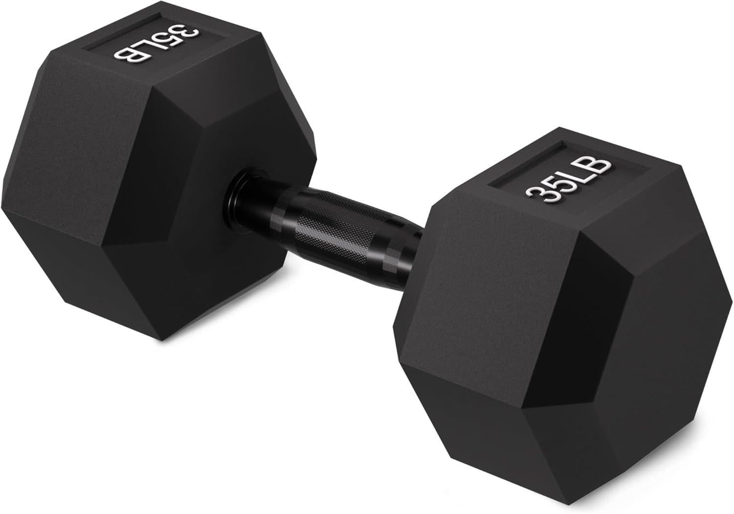 Fitvids Rubber Encased Exercise & Fitness Hex Dumbbell, Hand Weights with Anti-Slip Metal Handle for Home Gym, Multiple Sizes