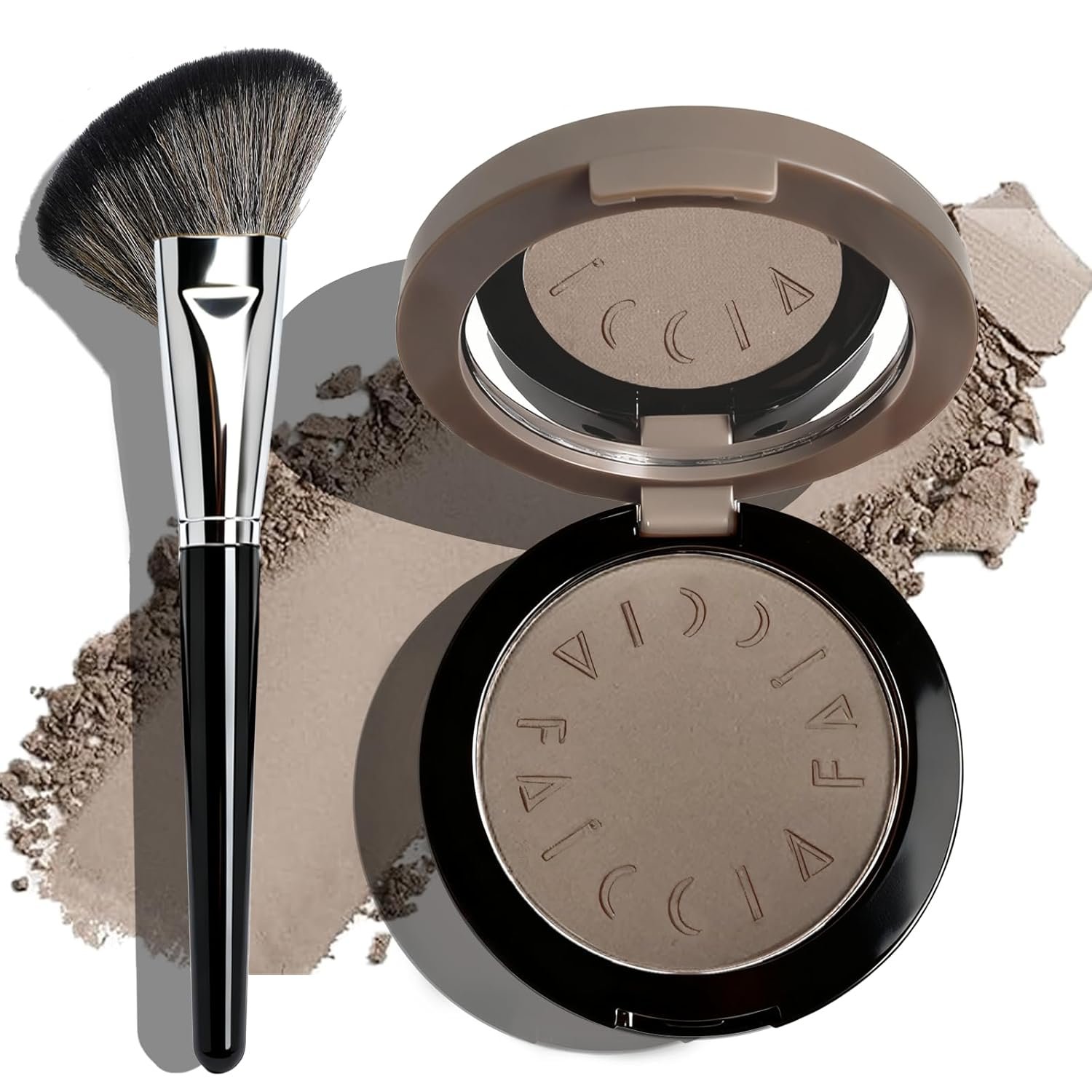 Cool Toned Contour Palette with Mirror, Taupe Grey Contour Powder for Fair Pale Light Cool Toned Skin, Nose Contouring Bronzer Powder with Face Brush