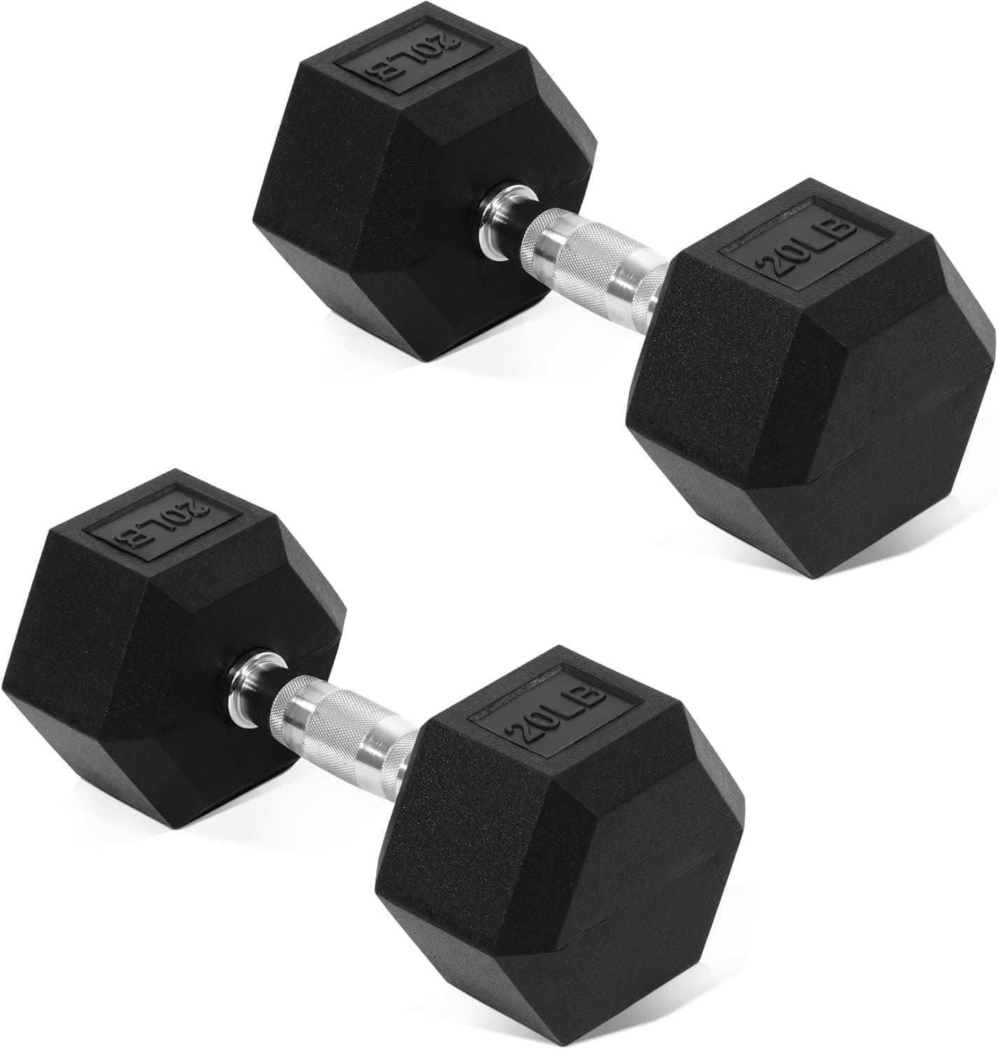 Fitvids Hex Rubber Coated Dumbbells Hand Weights Pairs for Exercises and Fitness and Home Gym, Pairs