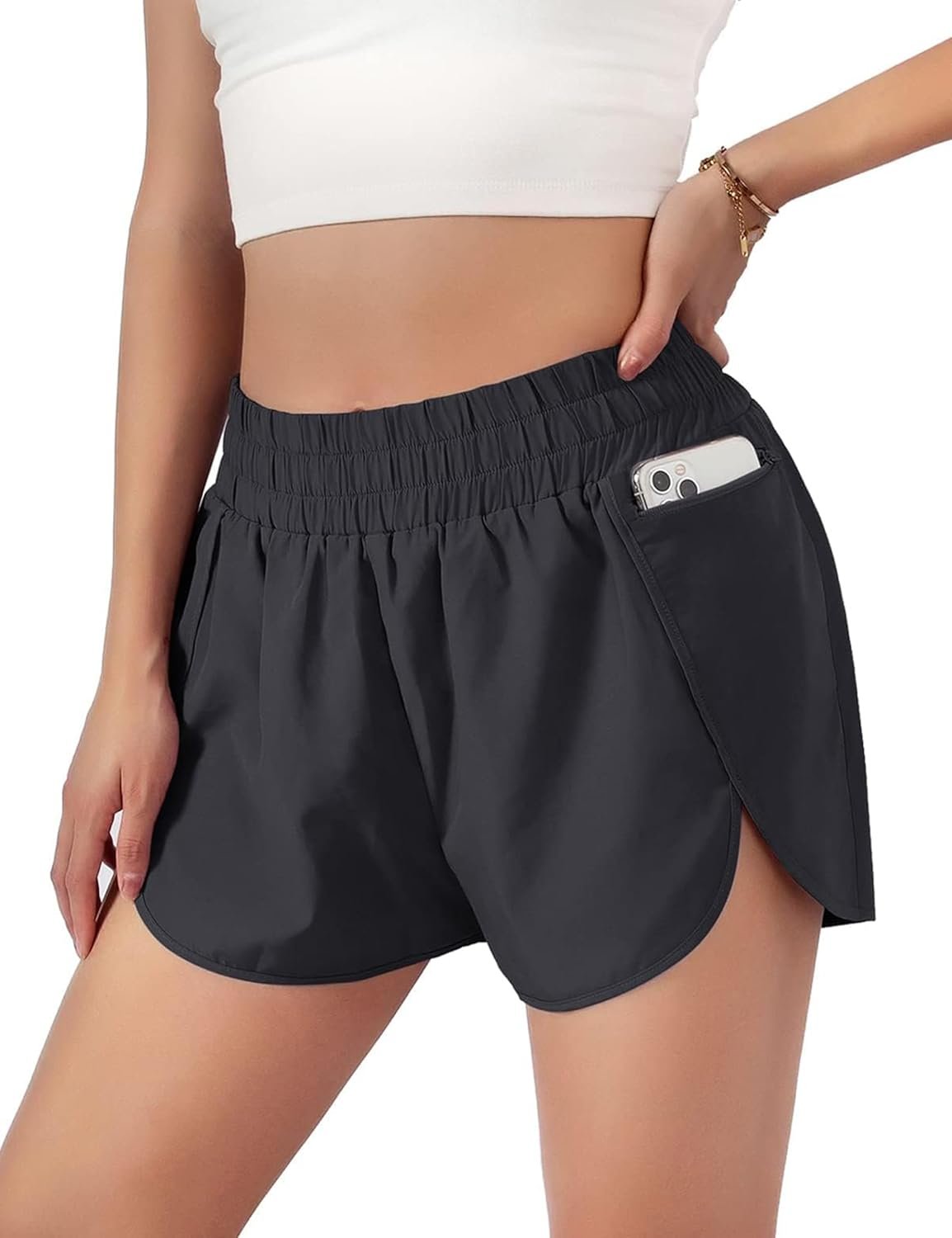 Blooming Jelly Women’s Quick-Dry Running Shorts Workout Sport Layer Active Shorts with Pockets 1.75″