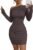 Acelitt Fall Off The Shoulder Dresses for Women 2025 Long Sleeve Ruched Bodycon Cocktail Party Mini Dress(Size Down)