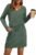 OFEEFAN Fall Dresses for Women 2025 Loose V Neck Long Sleeve T Shirts Casual Sundresses Tie Front A-Line Dresses