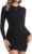 Long Sleeve Dress for Women Ribbed Knit Crew Neck Fall Dresses Bodycon Mini Short Dresses Fashion Clothes 2026